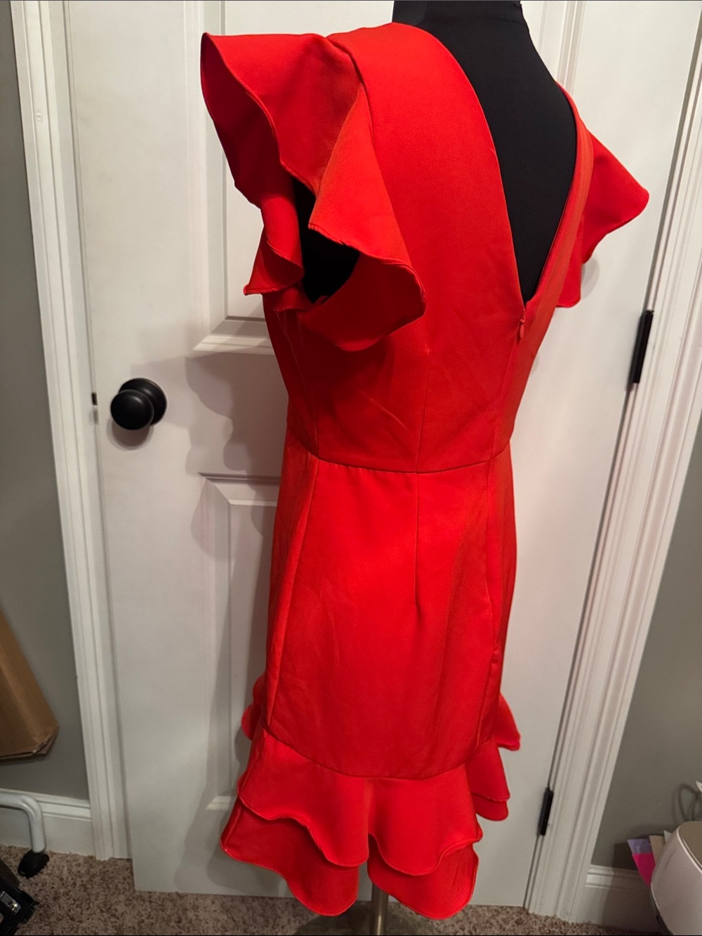 TCEC Red Ruffle Flutter-Sleeve Mini Dress - Picture 3 of 7
